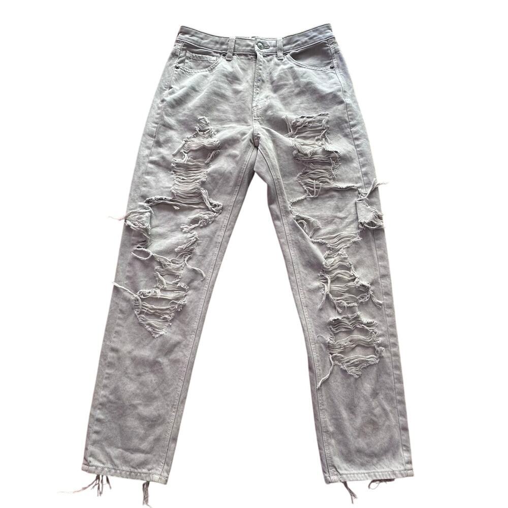 AMERICAN EAGLE x Jeans Womens 6 Long Gray Mom High Rise Stretch Light Wash sz 6 - Picture 2 of 8